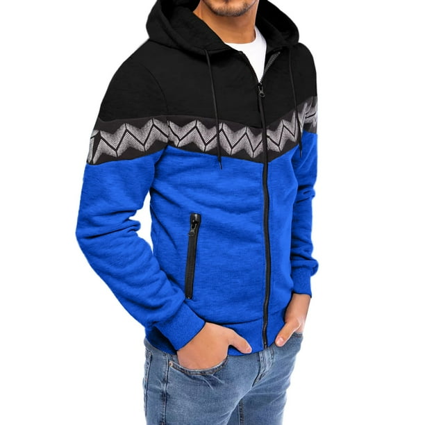 Gibobby Sudadera hombre Sudadera con capucha con cierre completa para hombre(Azul,G)