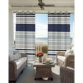 thumbnail image 4 of Blue Black Grey Striped Blackout Curtains 54 Inches Long for Bedroom, Farmhouse Stripes Thermal Insulated Room Darkening Black Out Window Curtain Panels Grommet Drapes for Living Room, 4 of 8