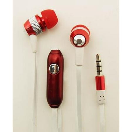 Super Bass Noise-Isolation Stereo Earbuds/ Earphones for Samsung Galaxy J7 (2017),J2 (2017), J7 Max, J3 (2017), Z4, J3 Prime, Amp Prime 2 (Red) - w/ Mic + MND