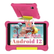 Kids Tablet 7 inch Android 13 for Toddler, 5GB RAM 32GB ROM,Parental Control, IPS Screen, with Drop-Proof Case, Dual Camera, Pre-Installed Kids Software,Purple