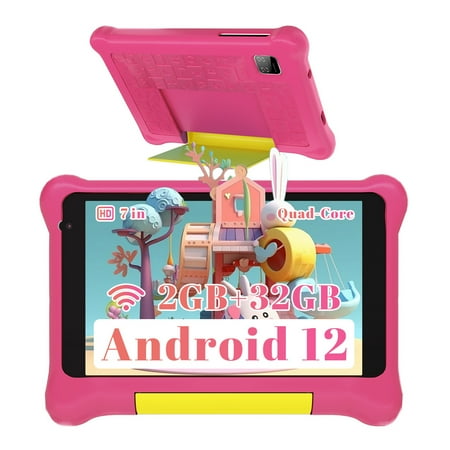 Kids Tablet 7 inch Android 13 for Toddler, 5GB RAM 32GB ROM,Parental Control, IPS Screen, with Drop-Proof Case, Dual Camera, Pre-Installed Kids Software,Purple