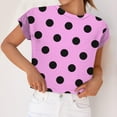 thumbnail image 2 of UYISJ Womens Crew Neck Short Sleeve Shirts Polka Dots Casual Loose Fit Tee Top Blouse, 2 of 5
