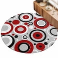 thumbnail image 2 of Large Round Rug 8Ft, Red Grey Abstract Non-Slip Washable Circle Rugs Carpet, Modern Geometric Polka Dot Indoor Outdoor Rug Floor Mats Throw Runner for Bedroom Living Room Bathroom, 2 of 8