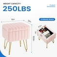 thumbnail image 3 of JOINSUN Ottoman Vanity Stool Chair, with Storage, Modern Style Faux Fur Seat with 4 Metal Legs & Non-slip Feet for Living Room, Bedroom, Pink, 3 of 6