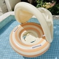 thumbnail image 5 of Baby Swimming Ring Inflatables with Detachable Canopy Sun Protection, Stripy Cartoon Float Seat with Handles for Boys Girls 40 lbs, 5 of 9