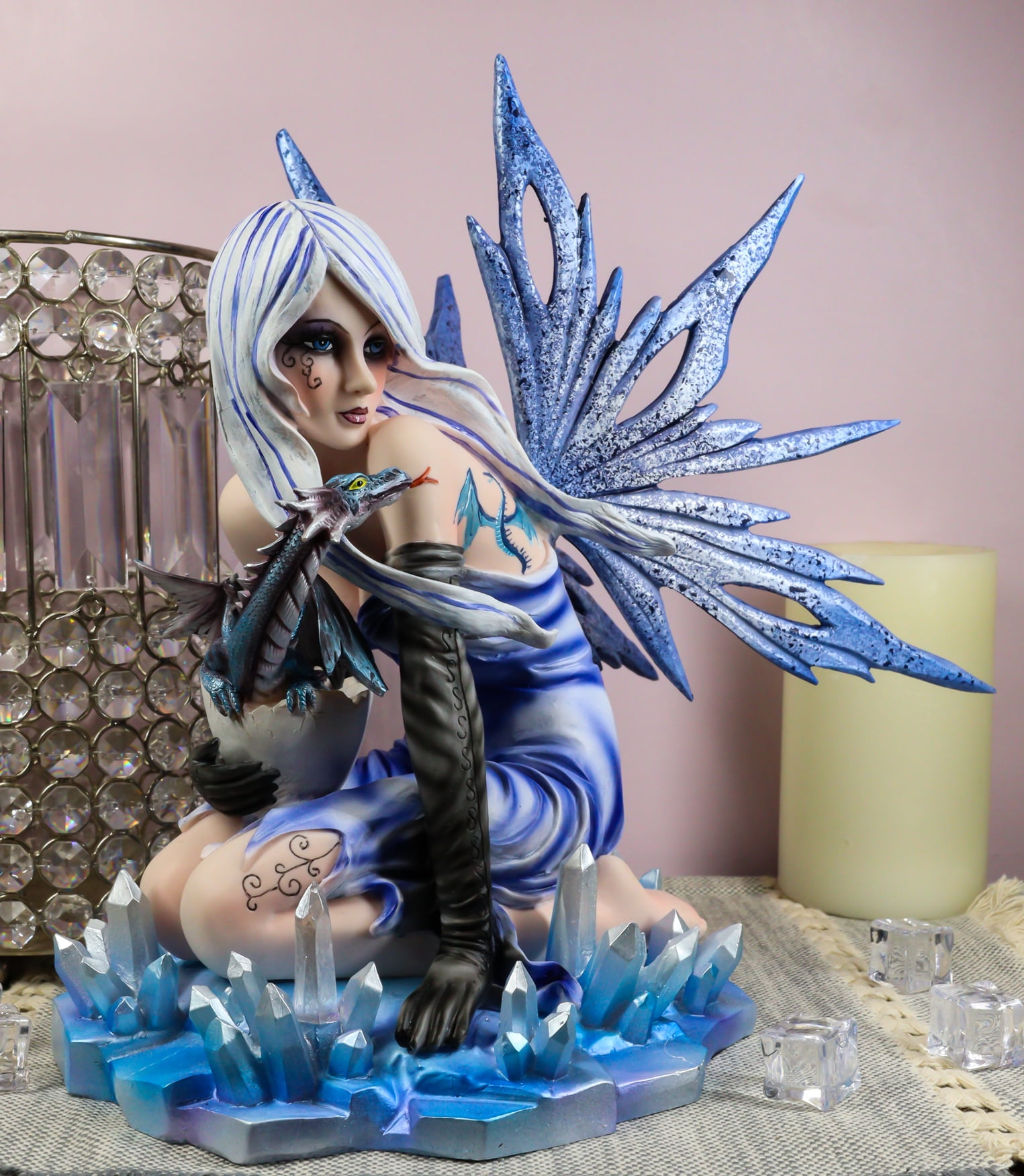 Ebros Water Elemental Aqua Fairy with Aquamarine Dragon Hatchling Figurine  7 Tall Whimsical Faerie Garden Fantasy Fairies Dungeons and Dragons Accent