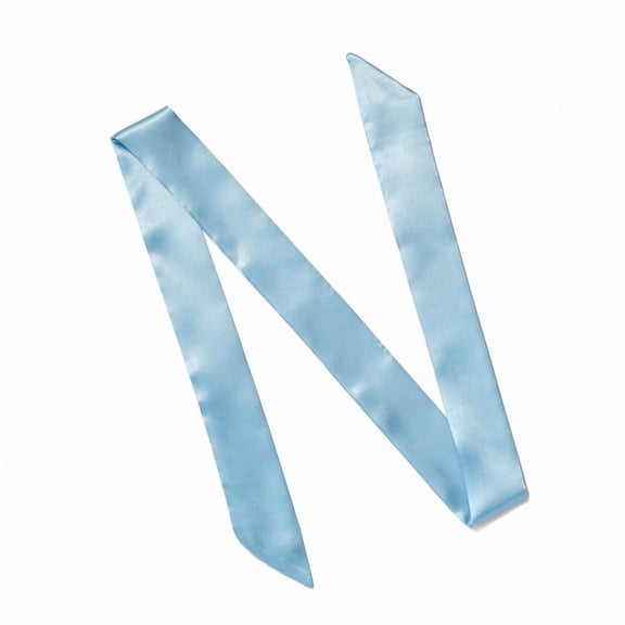 Namzi Ribbon Scarf Handbag Wrap Handle Satin Belt Sash Necktie Neck Scarf,Light Blue