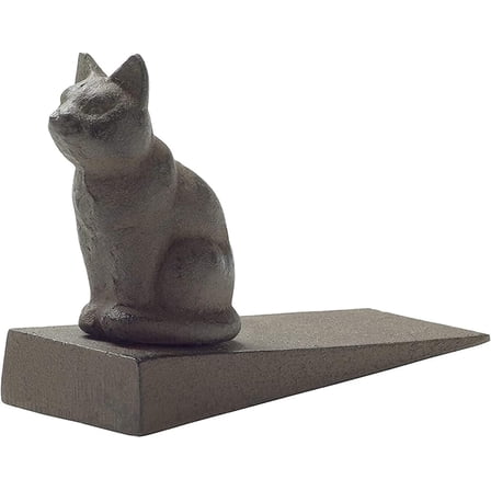Comfify Doorstop, Cast Iron, Cat Design, Felt Bottom, Rust Brown Finish