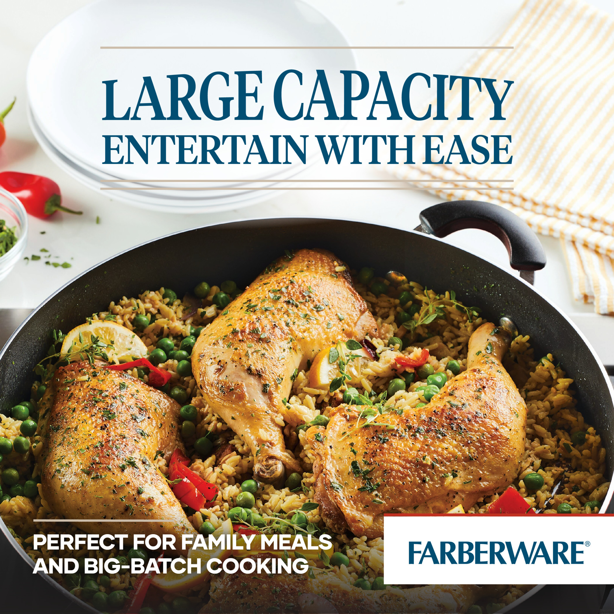 Farberware Easy Clean 14-Inch Covered Family Pan, Black photo 5