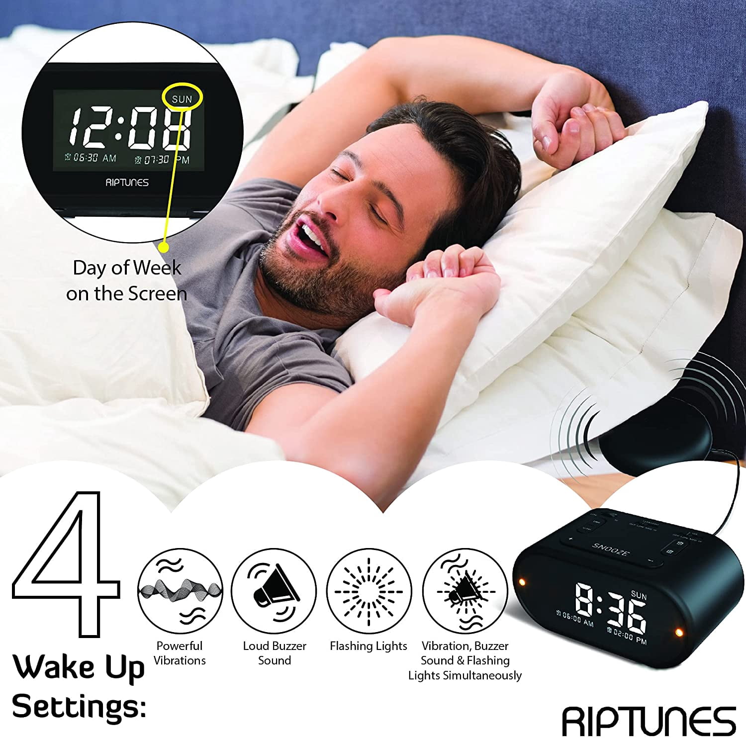 Impecca WAV10K Riptunes Vibrating Dual Alarm Clock W/so