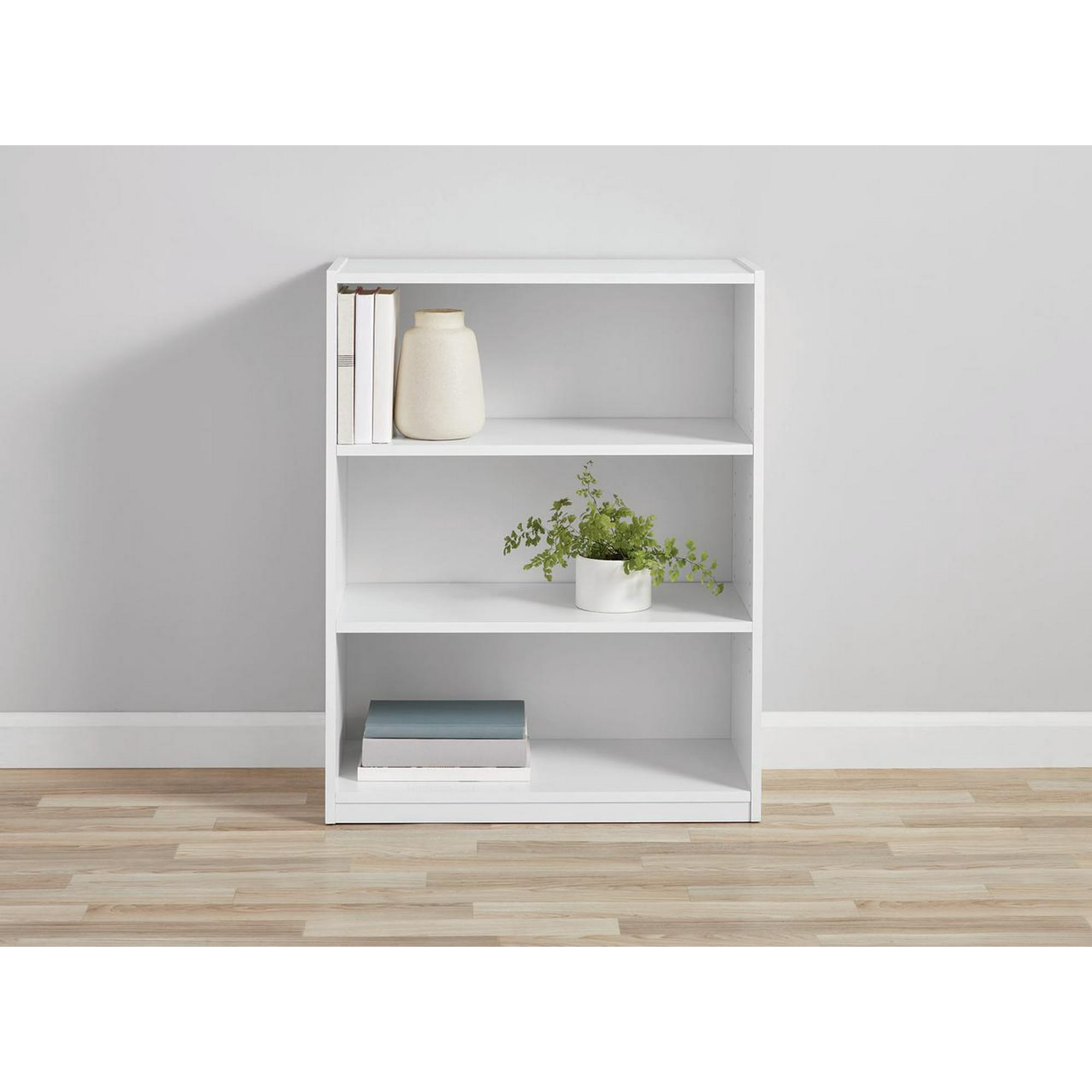 Mainstays 3Shelf Bookcase with Adjustable Shelves, White  (图3)