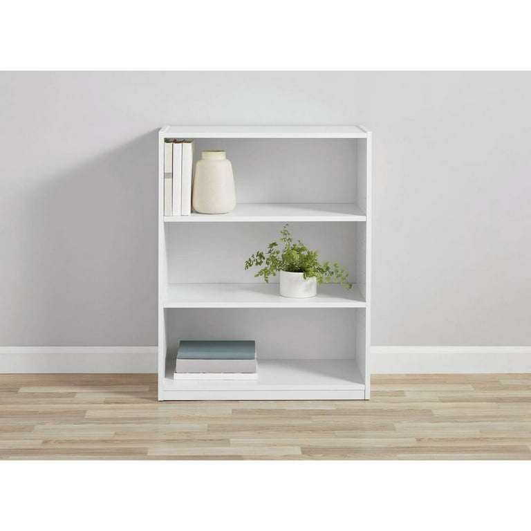 Mainstays 3 Shelf Bookcase with Adjustable Shelves White Walmart
