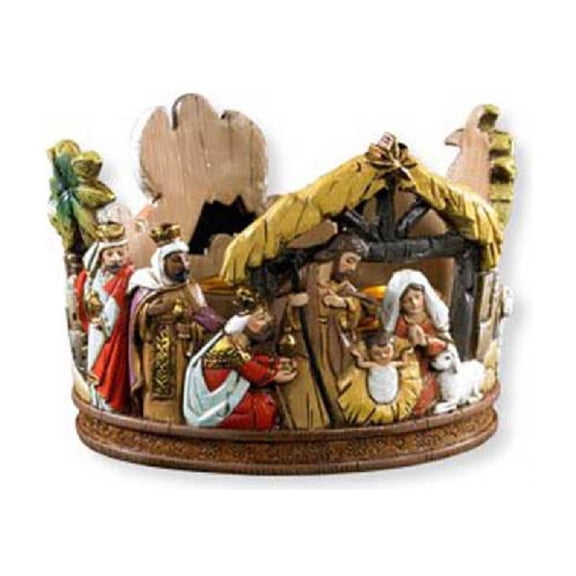 Avalon Gallery Christmas Tabletop Candle Holder, 6", Round Nativity