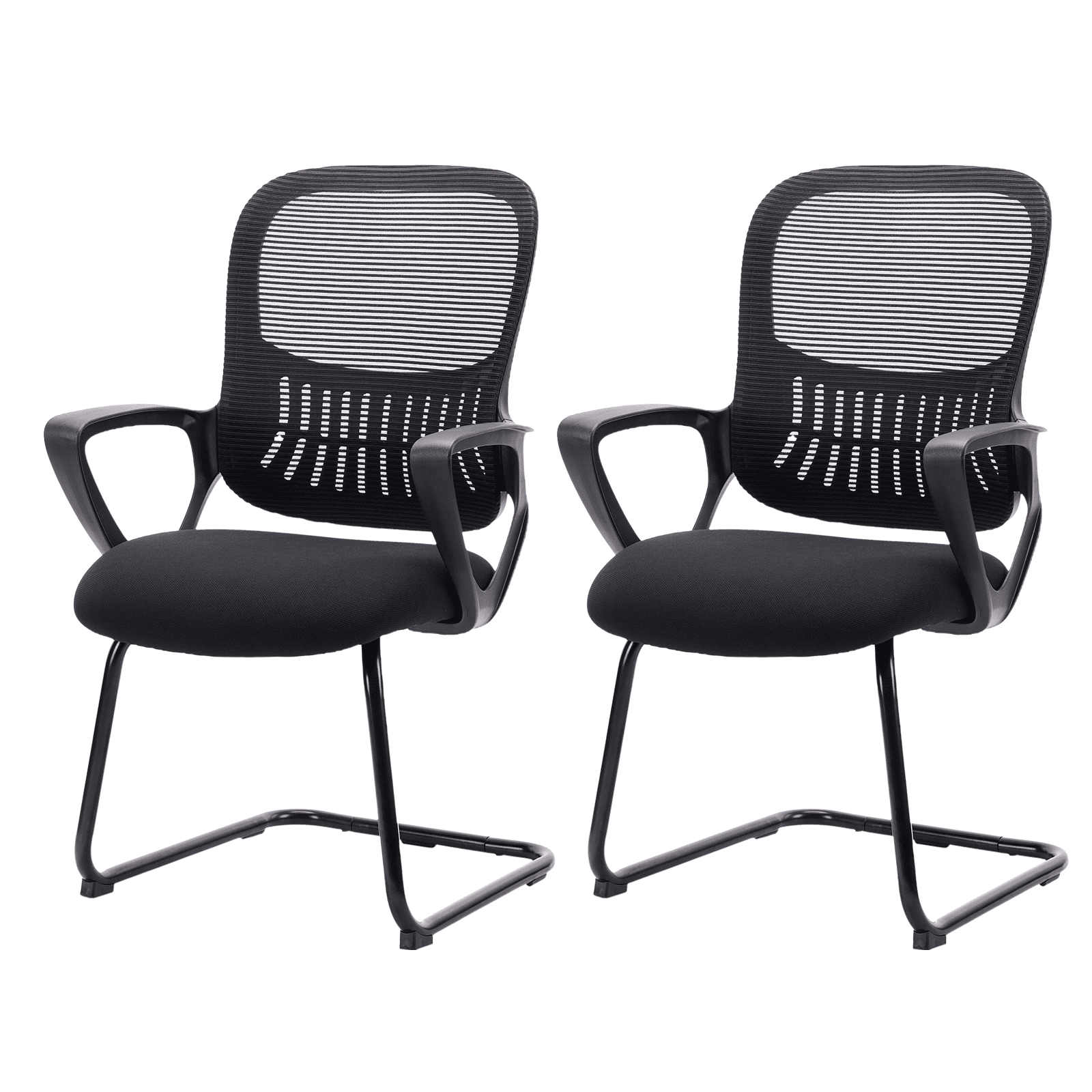 MAYEERTY Office Desk Chair No Wheels, Ergonomic Executive Sled Base Mesh Computer Chairs with Comfy Arms and Lumbar Support for Home Conference Room Bedroom