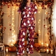 thumbnail image 2 of MEZZALL Women Halloween Cartoon Print Pajama Set Lapel Collar Button Closure Short Sleeve Top With Long Pants Loungewear Sleep Set For Holiday Stylish 2 Piece Pjs, 2 of 5