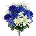 thumbnail image 1 of GPB7357-BL-CM 24 Stems Faux Full Blooming Ranunculus, Lily, Hydrangea Mixed Flower Bush - Blue, Cream, 1 of 1
