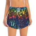 thumbnail image 4 of Lsque Magical Mushrooms and Flowers Printed Women's Running Shorts with Liner Pockets,Elastic Quick Dry Workout Athletic Gym Yoga Shorts,Womens High Waist Shorts-Medium, 4 of 9