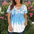 thumbnail image 4 of TQWQT Plus Size Tunic Tops for Women 4x-5x Summer Short Sleeve Ladies Tops and Blouses Floral Print Crew Neck Criss Cross T Shirts Dressy Casual Blouses Sky Blue 3XL, 4 of 4