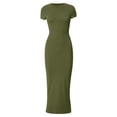 thumbnail image 5 of Wdgfv Women's Basic Summer Casual Lounge Long Dress Elegant Short Sleeve Crew Neck Bodycon Maxi Dresses, 5 of 5