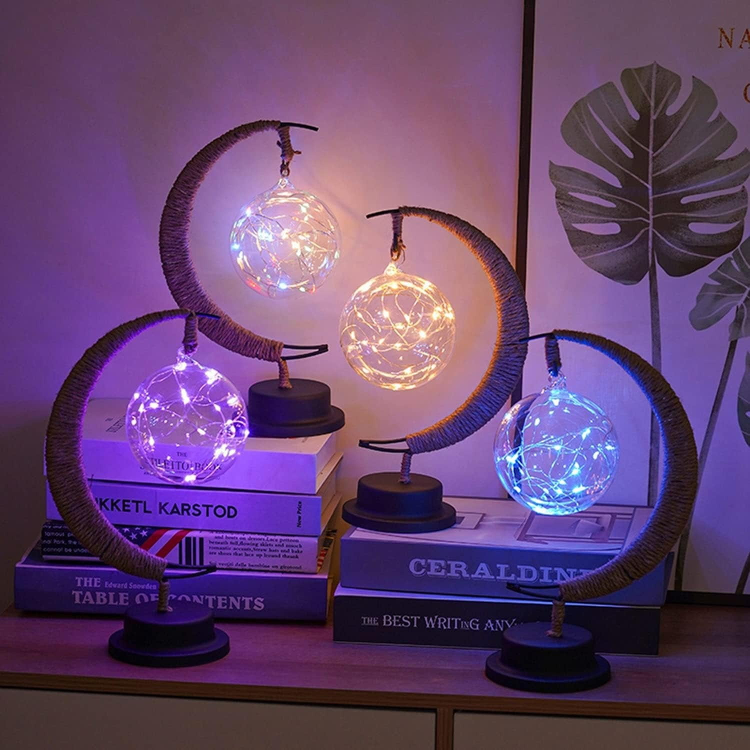 Iron Night Light, Magic Star Moon Light, LED Decorative Light for Parties, Weddings, bedrooms and Many Other Occasions, USB Port, 11 x 6 x 6 inches