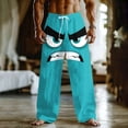 thumbnail image 2 of UVEASISHA Men's Linen Lounge Pants Novelty Print Drawstring Elastic Waist Pull On Trousers Big and Tall Casual Pajama Pants Summer Lightweight Slacks Mint Green 5XL, 2 of 4