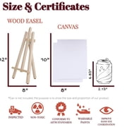 Art Canvas Paint Set Supplies – 22-Piece Canvas Acrylic Painting Kit with Wood Easel, 8x10 inch Canvases, 12 Non Toxic Washable Paints, 5 Brushes, Palette and Color Mixing Guide