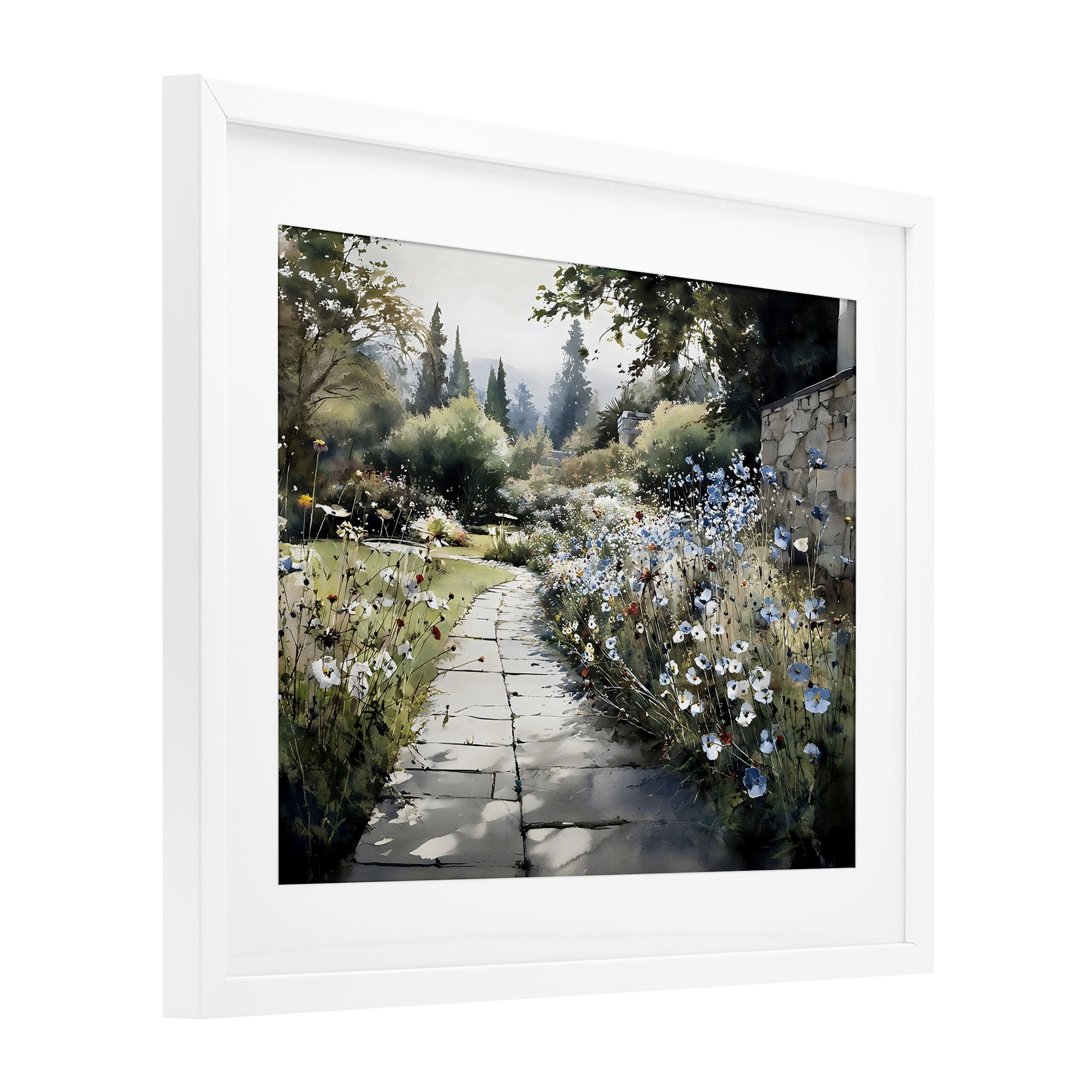 Stupell Industries Garden Pathway in Summer Light White Framed Print Under Glass, design by Franklyn Gregory