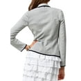 thumbnail image 3 of ManHanLi Women Black Trimmed Lapel Collar Button Down Pockets Long Sleeve Cropped Jacket, 3 of 3