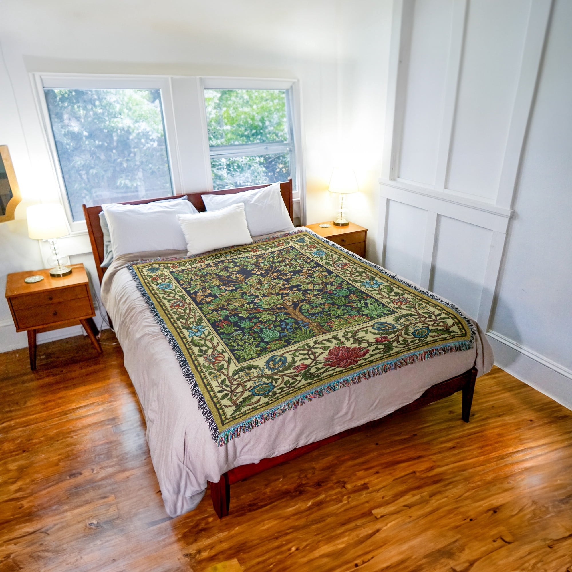 Pure Country Weavers Tree of Life By William Morris Blanket - Arts & Crafts - Tapestry Throw Woven from Cotton - Made in the USA (72x54)