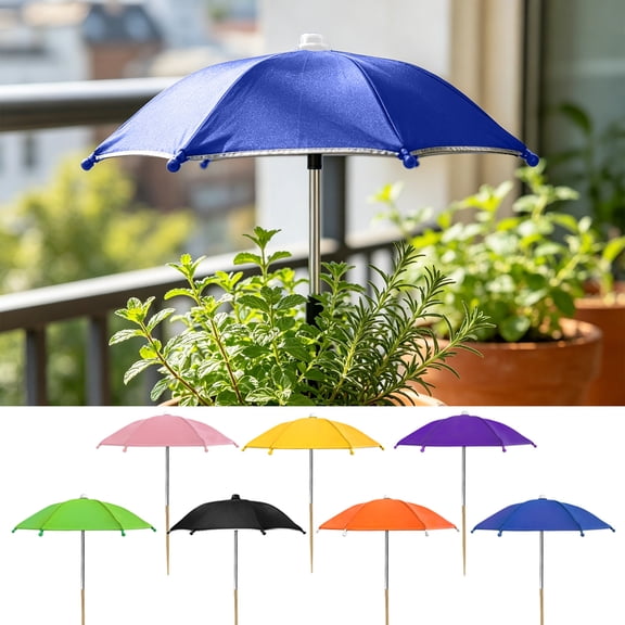 Ouuluon Plant Umbrellas for Outdoor Plants, Mini UV Protection Plant Umbrella, 14x11in Umbrella with Ground Stake for Potted Plants Balcony Garden