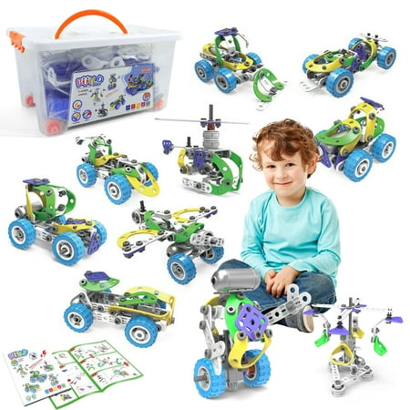 OneAndes Educational Building Toys STEM Learning Kit, 10 in 1 Construction Blocks for Preschool Kids, 109 Pieces Engineering Toys Creative Set Gift for Boys Age 3 4 5 6 7 8 9 10+ Years Old