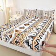 thumbnail image 4 of jejeloiu Aztec Geometric Queen Sheets For Men Women,Southwestern Pattern Queen Sheet Sets,White Orange,4 Pieces,1 Flat Sheet, 1 Fitted Sheet and 2 Pillowcases, 4 of 6