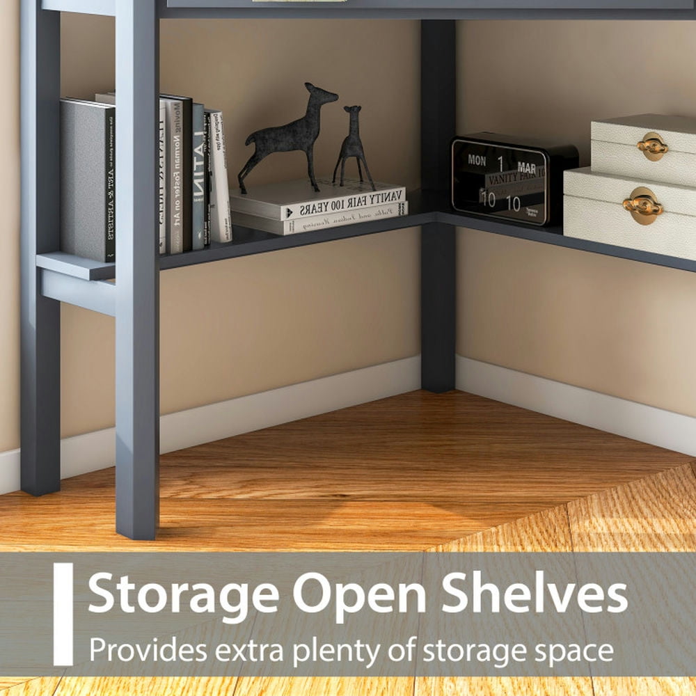 Demi Bonn Corner Wooden Piece Laptop Computer Desk, Small Home Office Desk Study Writing Table, White