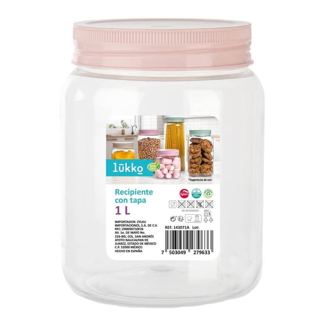 Bote Lukko de Plástico Redondo con Tapa 1L