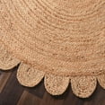 thumbnail image 2 of Indian Handwoven Braided Natural Jute Scalloped Design Area Rugs , Scalloped Rugs , Home Décor Natural Jute Rugs & Carpet Size , 6 x 6 Feet Round ( 180 cm x 180 cm ), 2 of 3