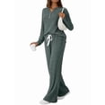 thumbnail image 3 of Conjuntos de Dos Piezas para Mujer, Suéter de Cuello Henley de Otoño, Chándal A Juego, Pijamas Cómodos con Bolsillos Verde S, 3 of 7