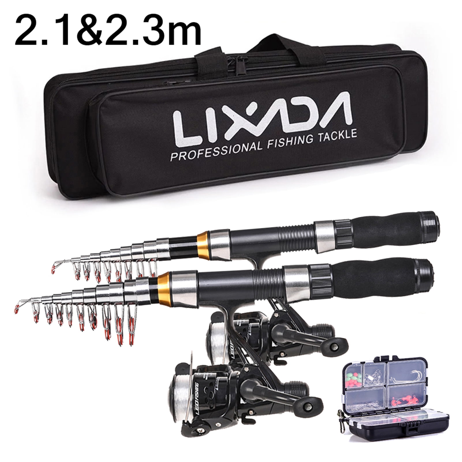Fishing Rod and Reel Combos Full Kit Telescopic Fishing Pole with Spinning Reels 
