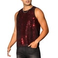 thumbnail image 4 of INSPIRE CHIC Sequins Tank Top for Men's Crew Neck Sleeveless Party Vests M Red, 4 of 4