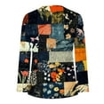 thumbnail image 4 of YOTAMI Women's Printed Long Sleeve Tops Ruffled Button V-Neck Plus Size Tops for Gift Trendy Casual Blouses Multicolor XXL, 4 of 5