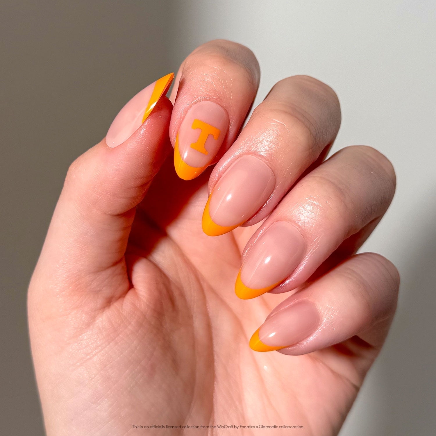 Glamnetic x Fanatics Press On Nails - Tennessee Volunteers | Short Almond Fake Nails, NCAA Volunteers Orange French Tips, College Nails, Salon-Quality | 15 Sizes - 30 Nail Kit with Glue