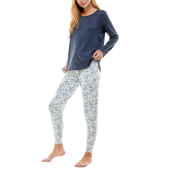 Roudelain Womens Whisper Luxe Long Sleeve Top and Jogger Pants Pajama Set