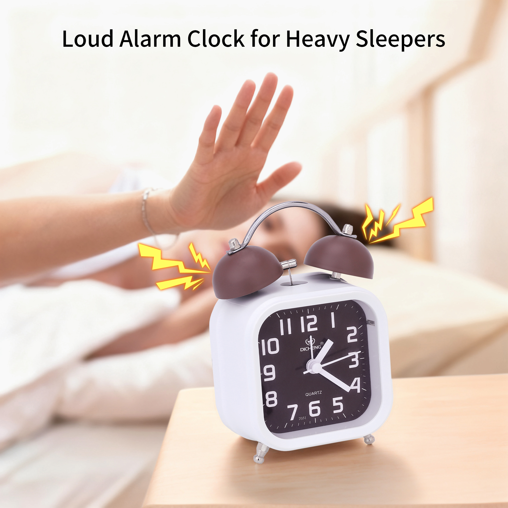 Unique Bargains Classic Alarm Clock with Nightlight Blue 3.5"L x 2.2"W x 5.5"H