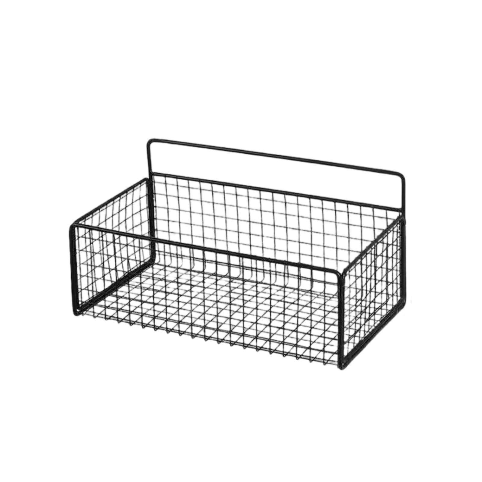 Metal Wall Mounted Basket for Kitchen Storage, Spice Rack Organizer, Shower Toiletries Caddy, Multipurpose Shelf for Pantry Bathroom Office Supplies