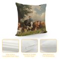 thumbnail image 4 of BCIIG 1PC Cows Horses Man Graphic Decorative Cushion Throw Pillow Cover Square Short Plush for Home Couch Living Room Bed Sofa 12x12in, 4 of 5