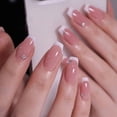 thumbnail image 1 of Uñas postizas de cobertura completa, Uñas postizas acrílicas, purpurina, mariposa, diamantes de imitación, color rosa degradado, 24 unidades, 1 of 4