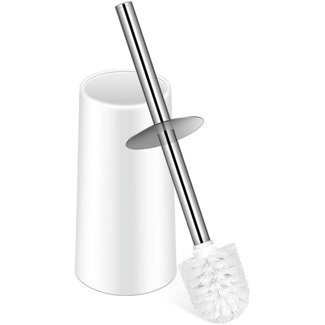 Escobilla y soporte para inodoro, escobilla para inodoro con mango de acero inoxidable, cerdas duraderas, fregador de inodoro oculto para limpieza de inodoro Ormromra WMXL-397