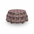 thumbnail image 3 of Ethnic Ottoman Cover, Ukrainian Folktale Animal, 2 Piece Slipcover Set with Ruffle Skirt for Square Round Cube Footstool Decorative Home Accent, Standard Size, Multicolor, by Ambesonne, 3 of 5