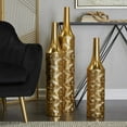 thumbnail image 3 of DecMode 36", 30", 25"H Geometric Tall Distressed Metallic Gold Metal Vase with Engraved Swirl Patterns, Set of 3, 3 of 12