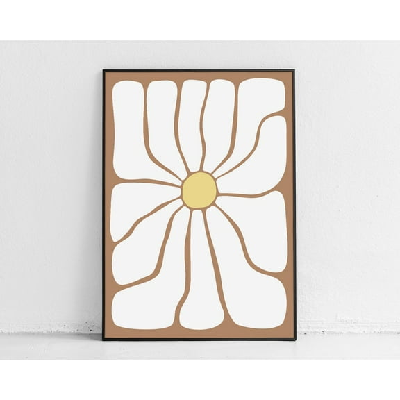 70S Inspired Daisy Wall Art, Abstract Flower Art, Cottagecore Wall Art, Flower Power 70S Aesthetic Wall Art Home Decor #4031, Unframed Poster Size 8x12