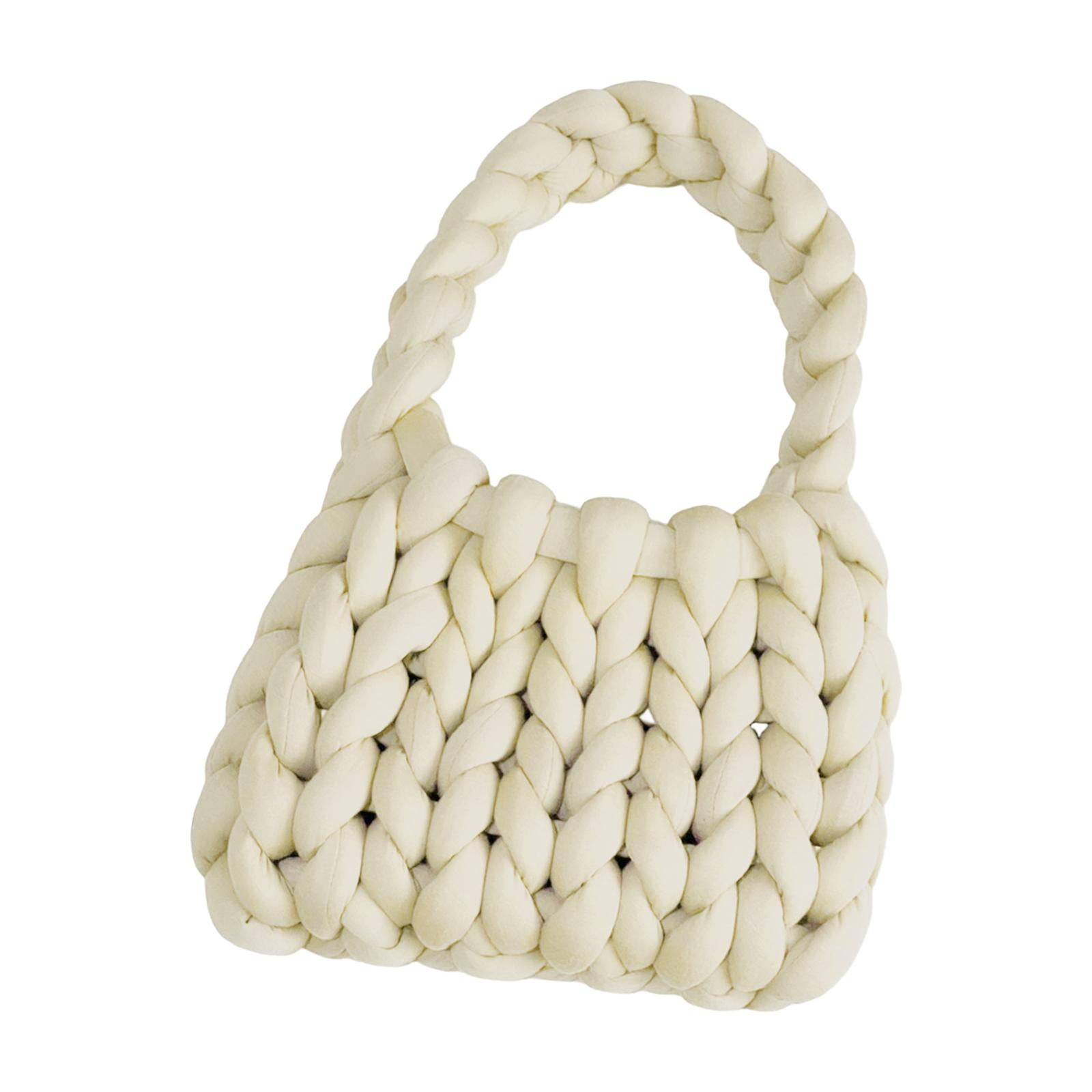 FVDPWYE Women Crochet Bag Clutch Purse Female Shopping Bag Knit Clutch Wallet Knit Purse white